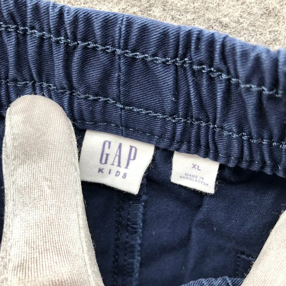 NWT Gap Boys XL (12) Pull On Chino Shorts‎ Drawstring Flat Front Navy Blue
